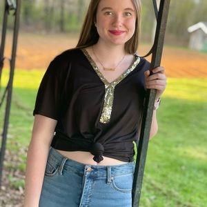 Black sequins top